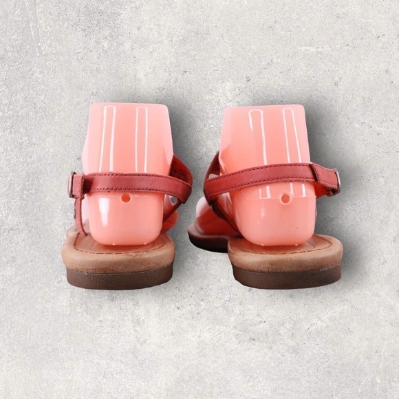 UGG Leather T-Strap Perforated Suede Sandals in Coral Women's Size 8 - Picture 7 of 9